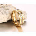 Joyería cristalina blanca del anillo del acero inoxidable del amante de moda, anillo cristalino blanco del oro de la banda Ip de los pares